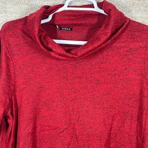 Storybuk Womens Dark Academia Cowl Neck Side Button Knit Top Red Marled 2XL